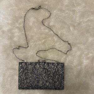 Lulu Townsend Glitter Evening Clutch – Silver Sparkle NWOT